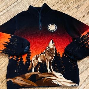 Wildlife Wolf Half Zip Fleece Medium